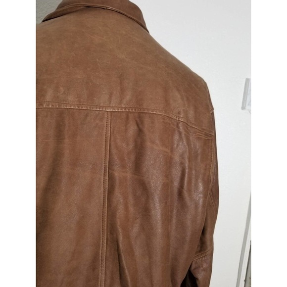 VINTAGE 90's ADVENTURE WILSON WHISKEY BROWN BUTTER SOFT LEATHER JACKET XL MEN - Picture 5 of 8
